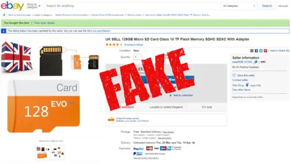 Las tarjetas SD baratas de eBay son falsas